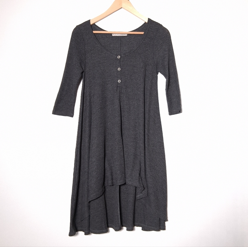Rolla Coster dress Cotton Blend waffle Knit Henley high low Y2K women’s size S